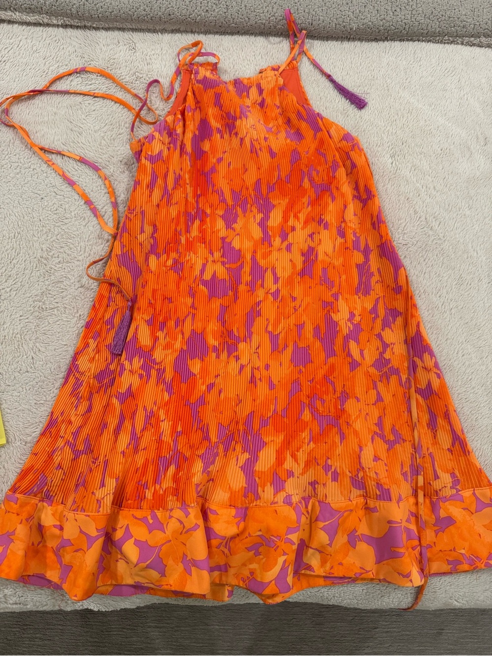 Women’s Orange & Pink Floral Halter Dress
